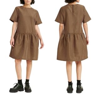 Levi's Raya Taffeta Plaid Dress in Rigney Plaid Caviar Size XS Academia